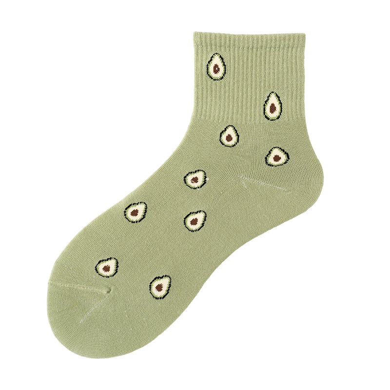 Avocado Picnic 5-Pair Crew Sock Set