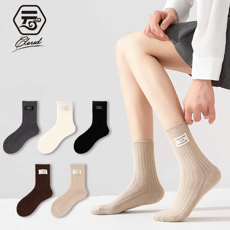 Everyday Neutrals 5-Pair Ribbed Crew Sock Set
