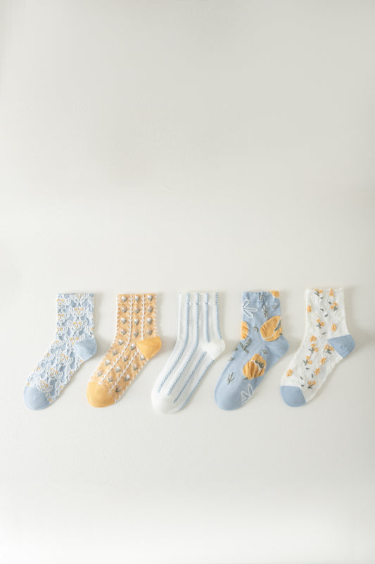 Blue Meadow 5-Pair Crew Sock Set