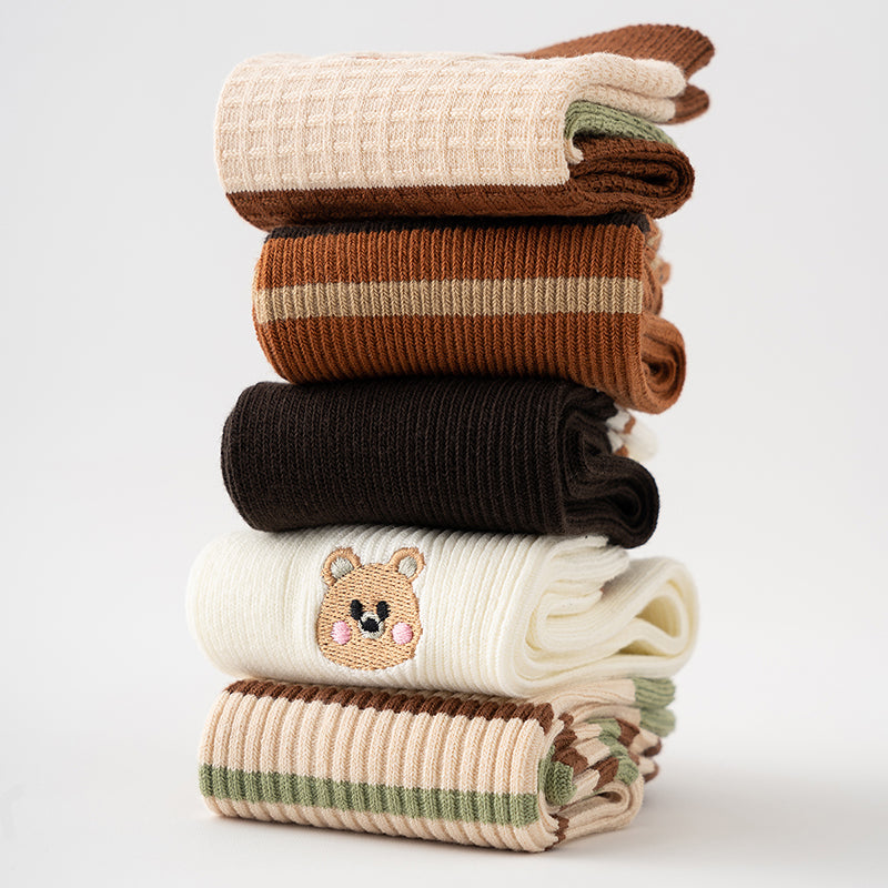 Forest Friends Assorted Crew Sock， 5 Pair set