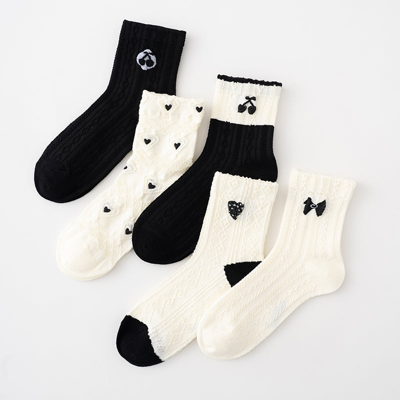 Monochrome Charm 5-Pair Crew Sock Set