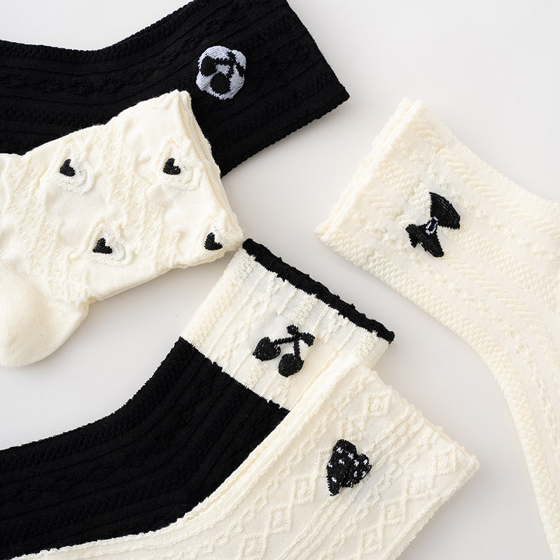 Monochrome Charm 5-Pair Crew Sock Set