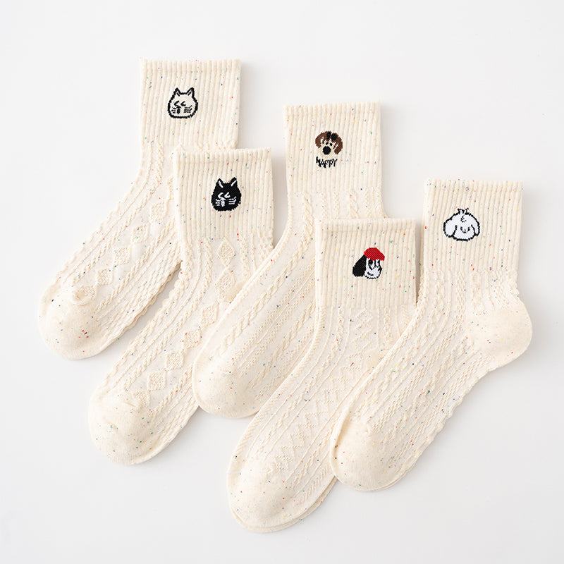 Confetti Cats 5-Pair Crew Sock Set