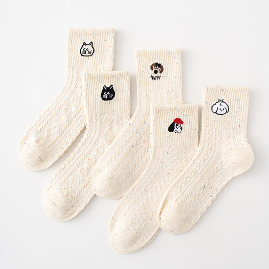 Confetti Cats 5-Pair Crew Sock Set