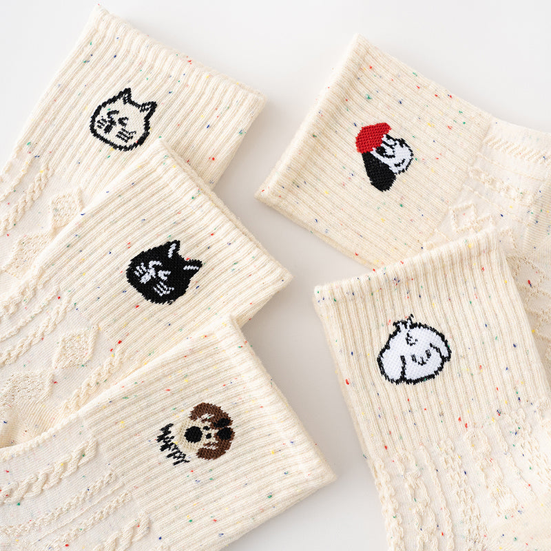 Confetti Cats 5-Pair Crew Sock Set