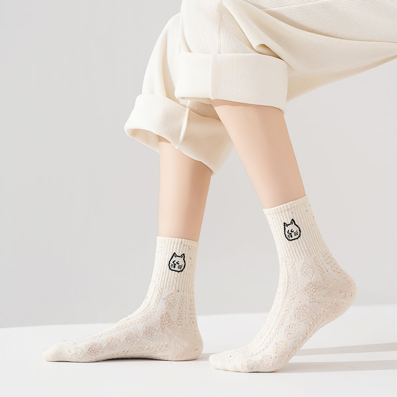 Confetti Cats 5-Pair Crew Sock Set