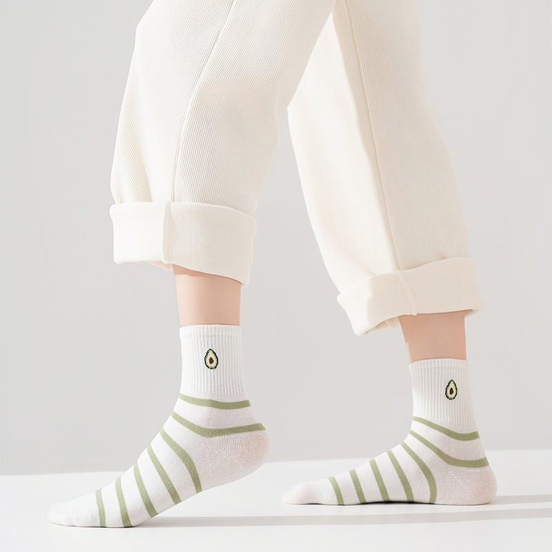 Avocado Picnic 5-Pair Crew Sock Set