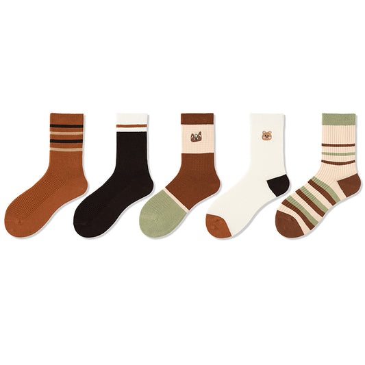 Forest Friends Assorted Crew Sock， 5 Pair set